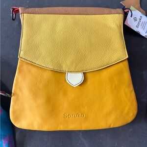 Soruka Yellow and Tan Crossbody Bag